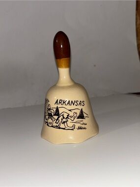 Arkansas Ceramic Souvenir Bell with Brown Handle